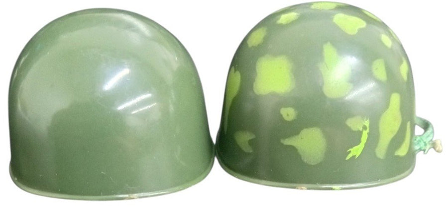 Hasbro GI Joe Plain Green & Camo Army Helmet Accessories Likely 1960s Retro