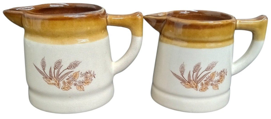 Brown Pottery Miniature Creamers Set Of 4 Vintage Collectible Serveware