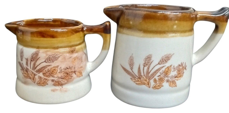 Brown Pottery Miniature Creamers Set Of 4 Vintage Collectible Serveware