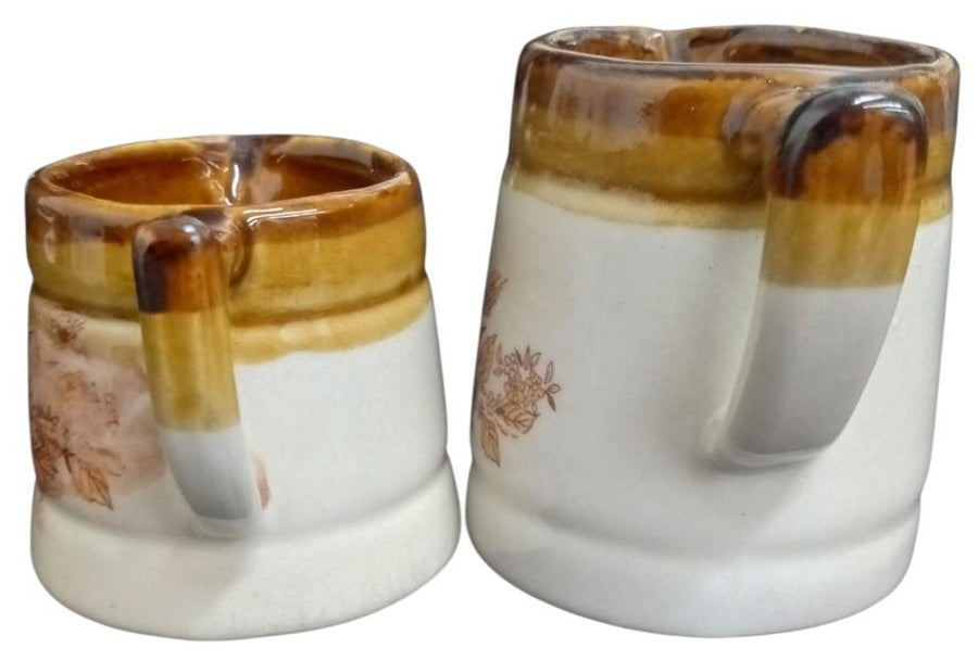 Brown Pottery Miniature Creamers Set Of 4 Vintage Collectible Serveware