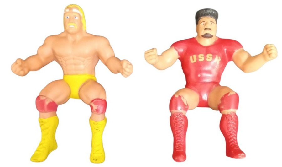 WWF LJN Thumb Wrestler Toys Hulk Hogan Nikolai Volkoff 1985 Vintage Retro