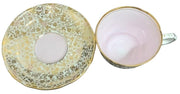 Royal Stafford Bone China 8201 Pattern Cups W/Saucers Pink & Green Vintage