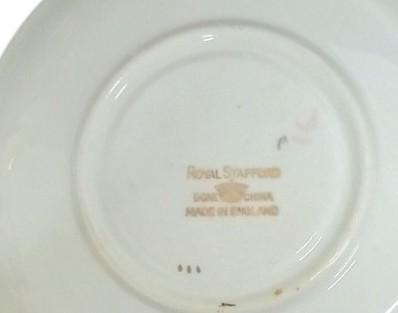 Royal Stafford Bone China 8201 Pattern Cups W/Saucers Pink & Green Vintage