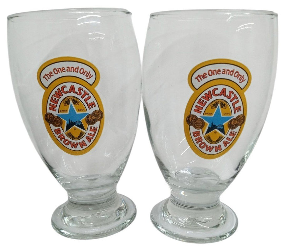 Newcastle Brown Ale Drinking Glasses Likely 1980s Breweriana Glassware