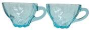 Hazel Atlas Capri Blue Seashell Cups Vaseline Glass Vintage Collectible