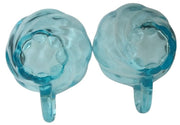 Hazel Atlas Capri Blue Seashell Cups Vaseline Glass Vintage Collectible