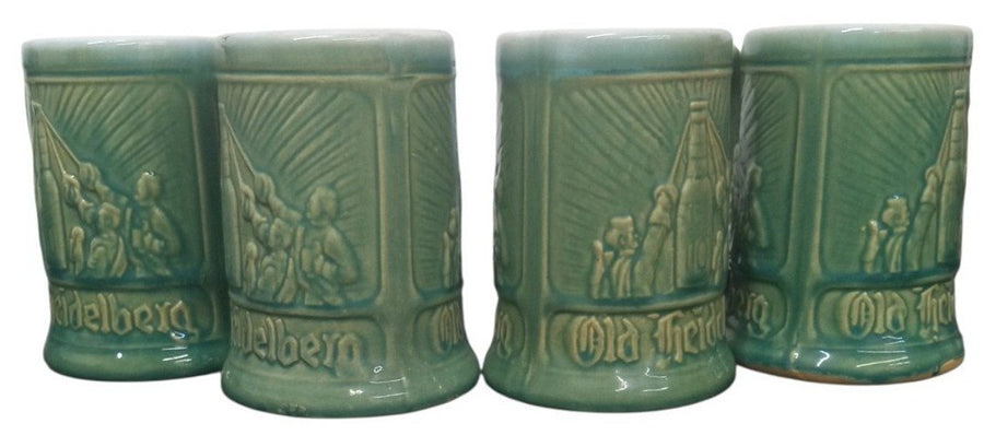 McCoy Old Heidelberg Beer Mugs Set Of 4 Likely 1930s Vintage Breweriana Pottery