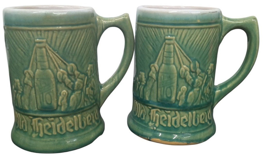 McCoy Old Heidelberg Beer Mugs Set Of 4 Likely 1930s Vintage Breweriana Pottery