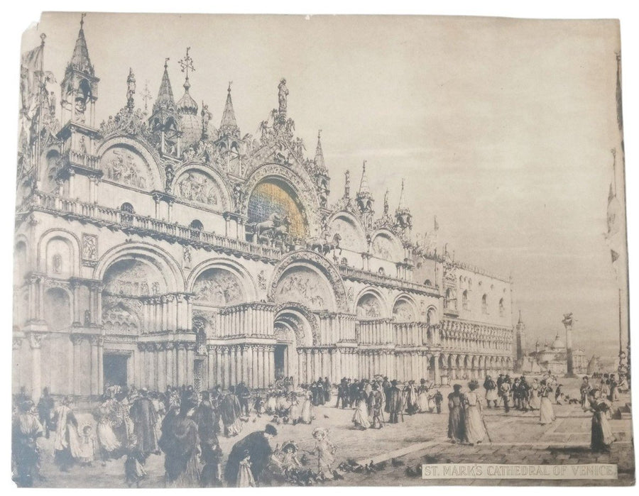 Axel Haig St. Mark's Cathedral/Basilica Venice Etching 14"x18" Likely 1900s