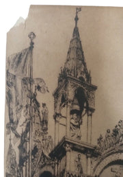 Axel Haig St. Mark's Cathedral/Basilica Venice Etching 14"x18" Likely 1900s