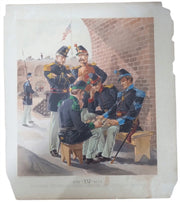 H.A. Ogden Soldier Lithographs 14"x16" 1885 Mexican American War Antique Art