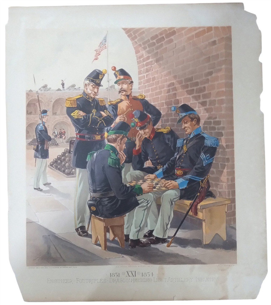 H.A. Ogden Soldier Lithographs 14"x16" 1885 Mexican American War Antique Art