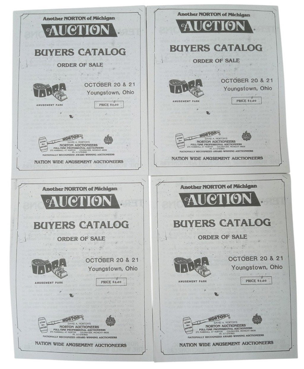 Idora Park Norton Auctioneers Buyer's Catalogs 1984 Set Of 4 Ohio History