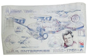 Star Trek USS Enterprise Blueprint Poster 12"x22" Ertl 1995 William Shatner