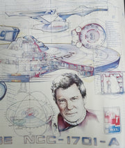 Star Trek USS Enterprise Blueprint Poster 12"x22" Ertl 1995 William Shatner