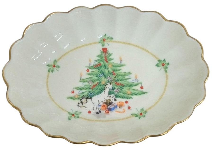 Mikasa Christmas Spirit Trinket Dish Bone China 1989 Discontinued Festive
