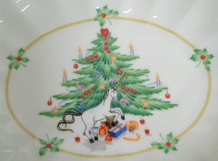 Mikasa Christmas Spirit Trinket Dish Bone China 1989 Discontinued Festive
