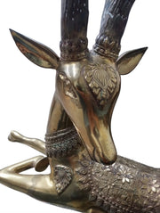 Brass Deer Statue MCM Hollywood Regency Style Likely 1960s Vintage Collectible