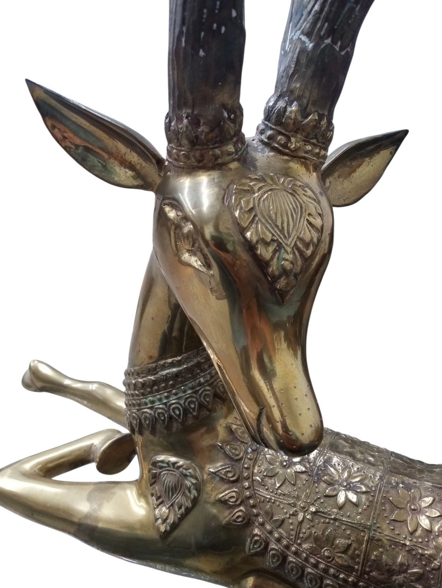 Brass Deer Statue MCM Hollywood Regency Style Likely 1960s Vintage Collectible