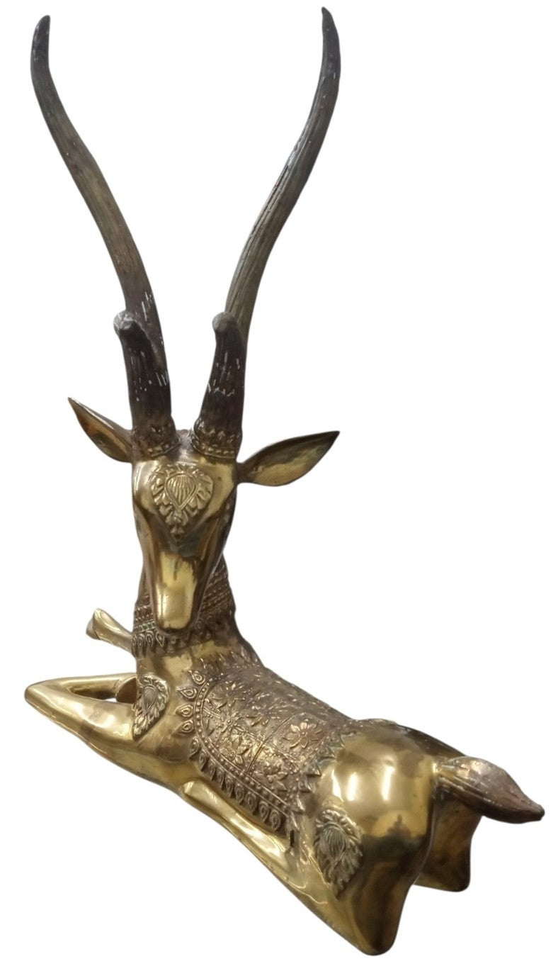 Brass Deer Statue MCM Hollywood Regency Style Likely 1960s Vintage Collectible