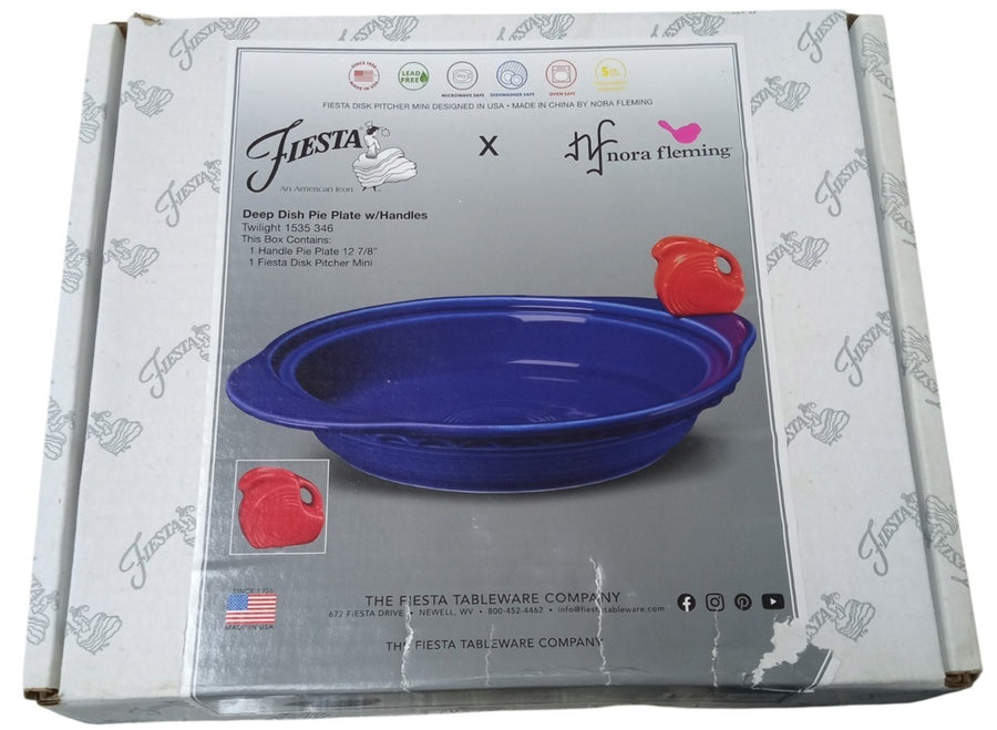 Fiesta Deep Dish Pie Plate Nora Fleming Twilight w Scarlet Mini NIB Fiestaware