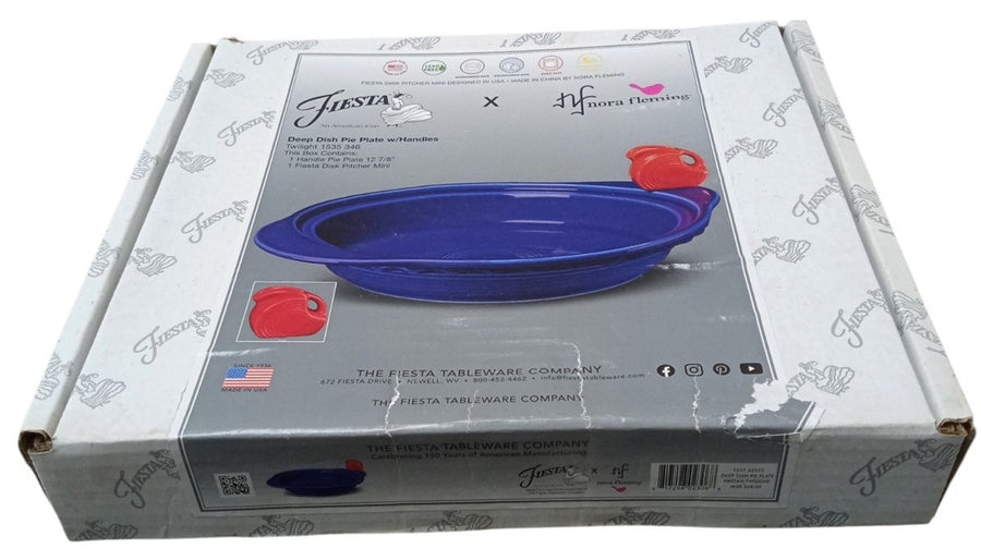 Fiesta Deep Dish Pie Plate Nora Fleming Twilight w Scarlet Mini NIB Fiestaware