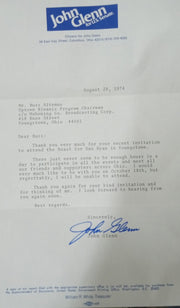 Senator John Glenn Signed Letter To Buzz Altemus W/Envelope NASA Ohio History