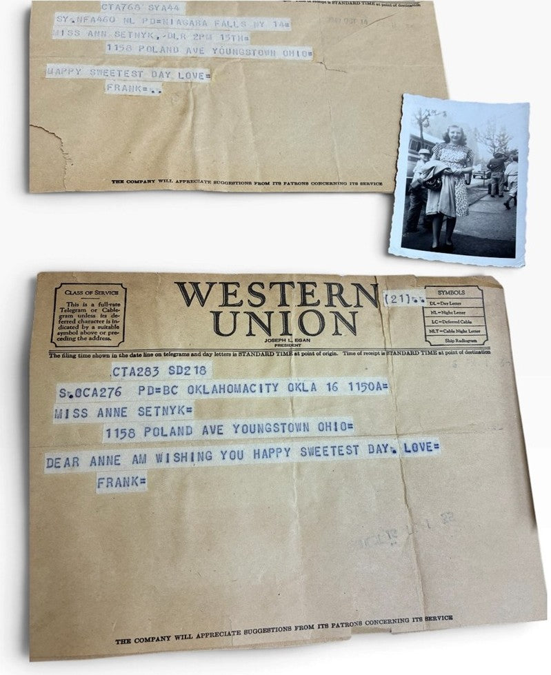Vintage Western Union Telegram Cablegram Love Letters From1949 With Photographs