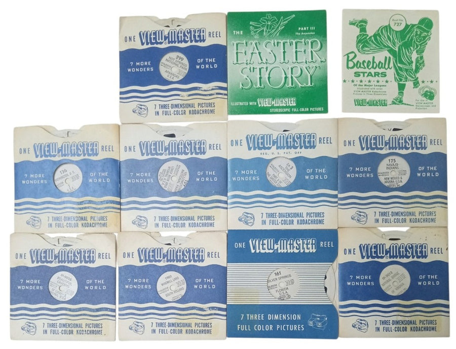 View Master Reels W/Sleeves Set Of 17 Vintage Collectible Nostalgic 1940s-1950s