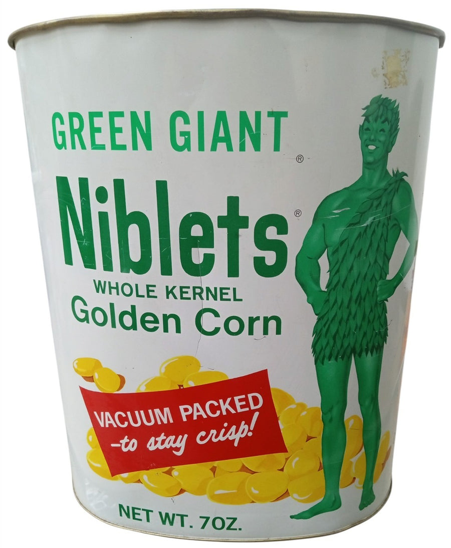 Green Giant Metal Trash Can Advertising Likely 1960s Vintage Collectible