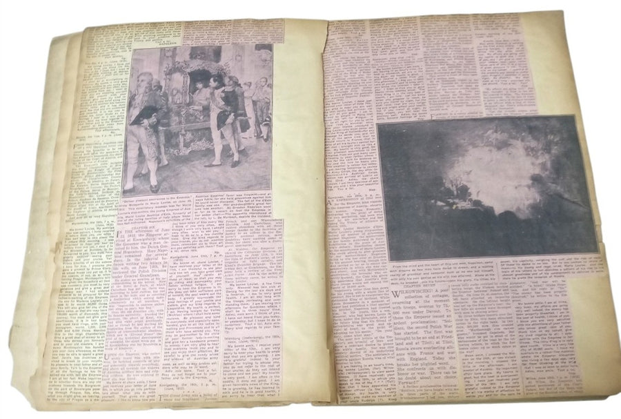Scrapbook 1930s Napoleon Love Letters Antique Ephemera Newspaper Clippings