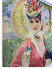 Edwardian Style Vintage Midcentury Painting Print By Artist Huldah Cherry Jeffe