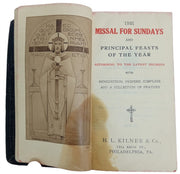 Book Missal For Sundays 1929 English & Latin Prayers Antique Collectible