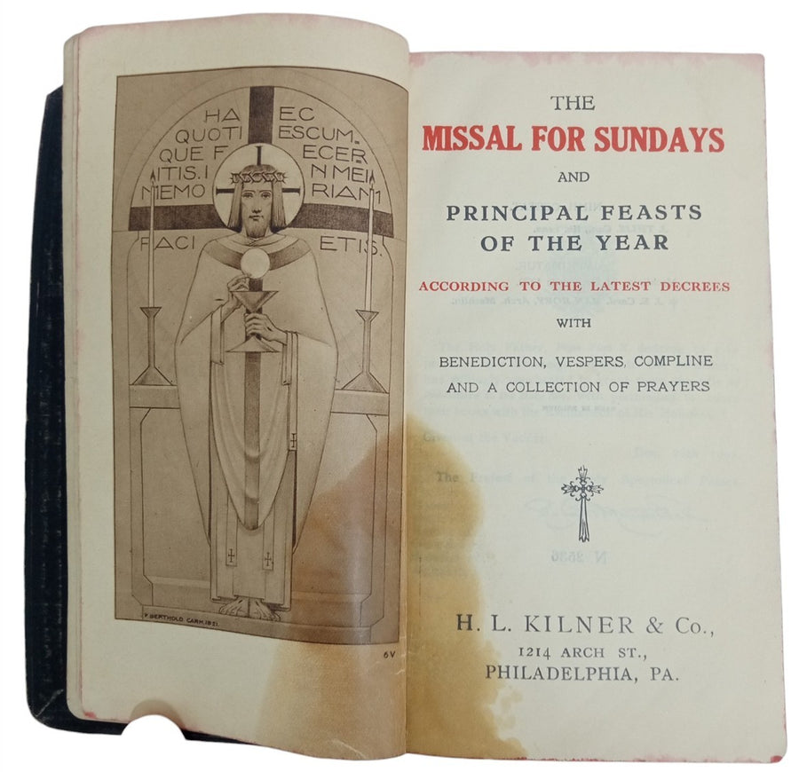 Book Missal For Sundays 1929 English & Latin Prayers Antique Collectible