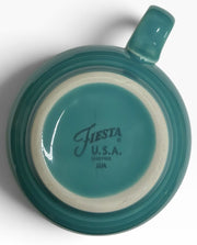 Homer Laughlin China Co. Turquoise Blue Jumbo Mug & Saucer Set HLC Ceramic Retired Cup Fiesta Go-Along