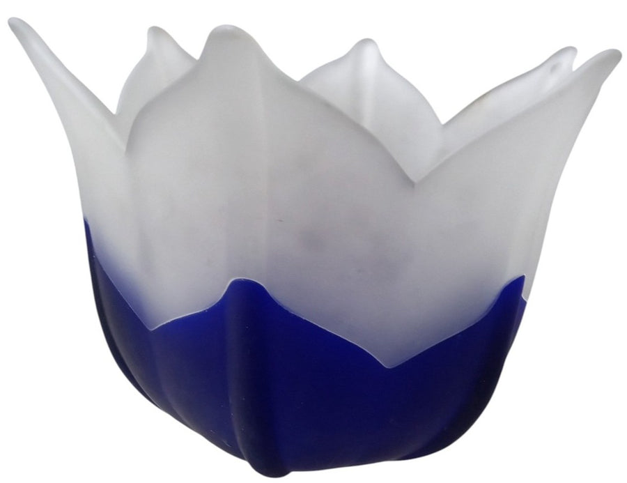 Partylite Indigo Blossom Glass Candle Holder Likely 1990s Retro Decorative