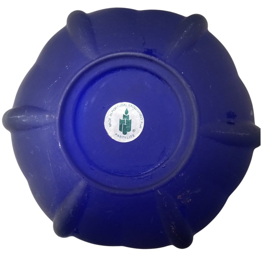 Partylite Indigo Blossom Glass Candle Holder Likely 1990s Retro Decorative