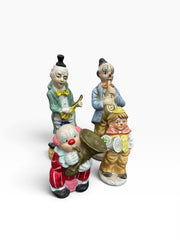 Bundle of Four Ceramic JASCO Hobo Clowns With Musical Instruments Made in Taiwan