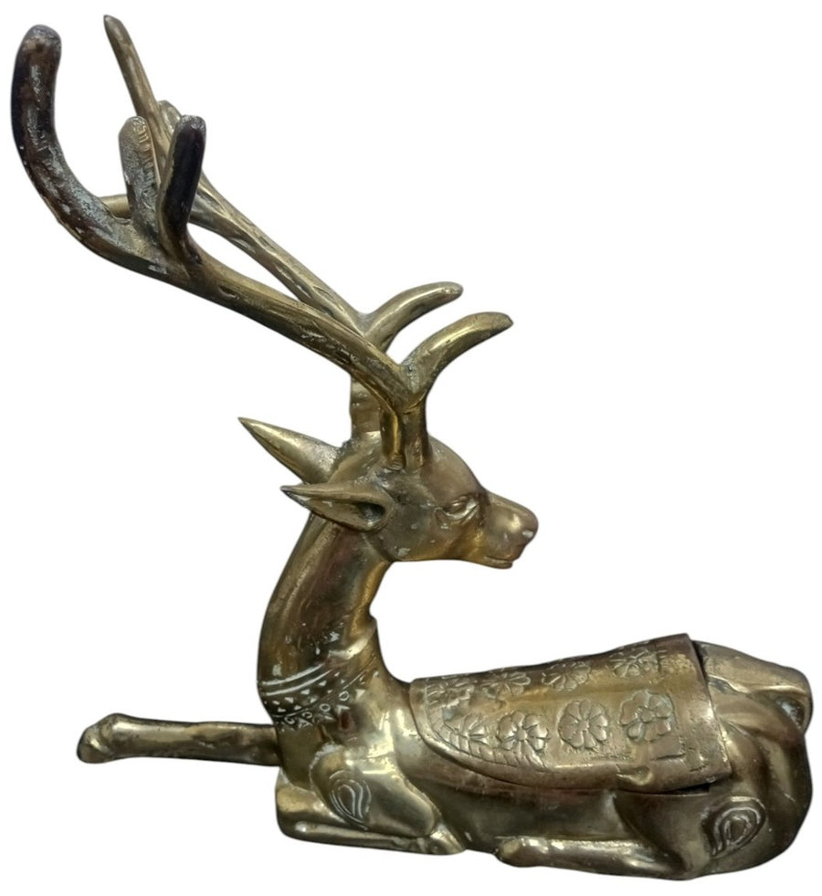 Brass Deer/Reindeer Trinket Dish Likely 1960s Hollywood Regency Vintage