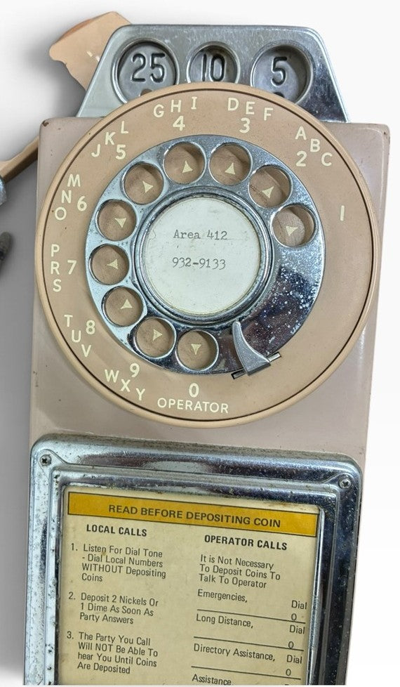 Automatic Electric Company 3 Slot Rotary Payphone Pink Midcentury Working Rotary