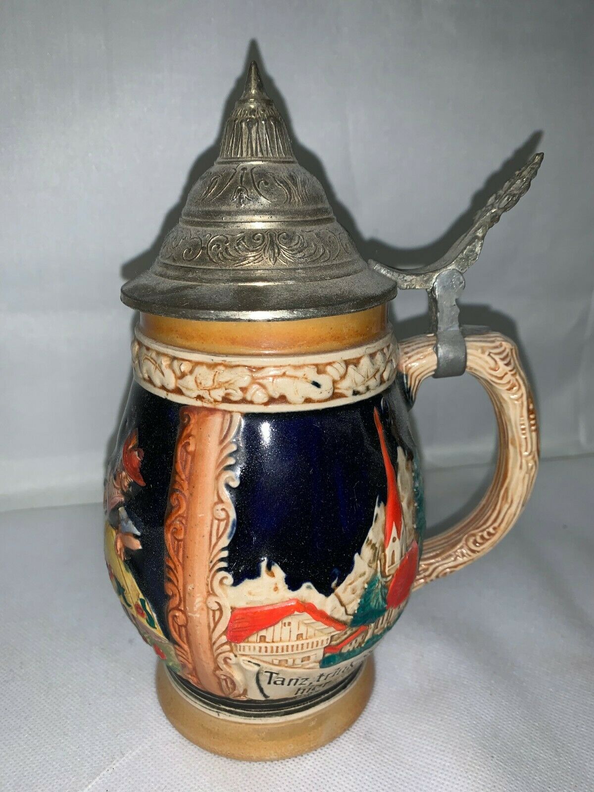 Vintage R Merkelbach German 0.5 Liter Lidded Wide Beer Stein