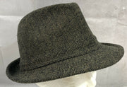 Men's Tweed Wool Blend Fedora Hat, Brown/Black, Size Medium