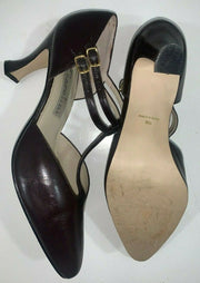 Vintage Garolini Dark Brown Leather Simple Strappy Size 10 Womens Heels