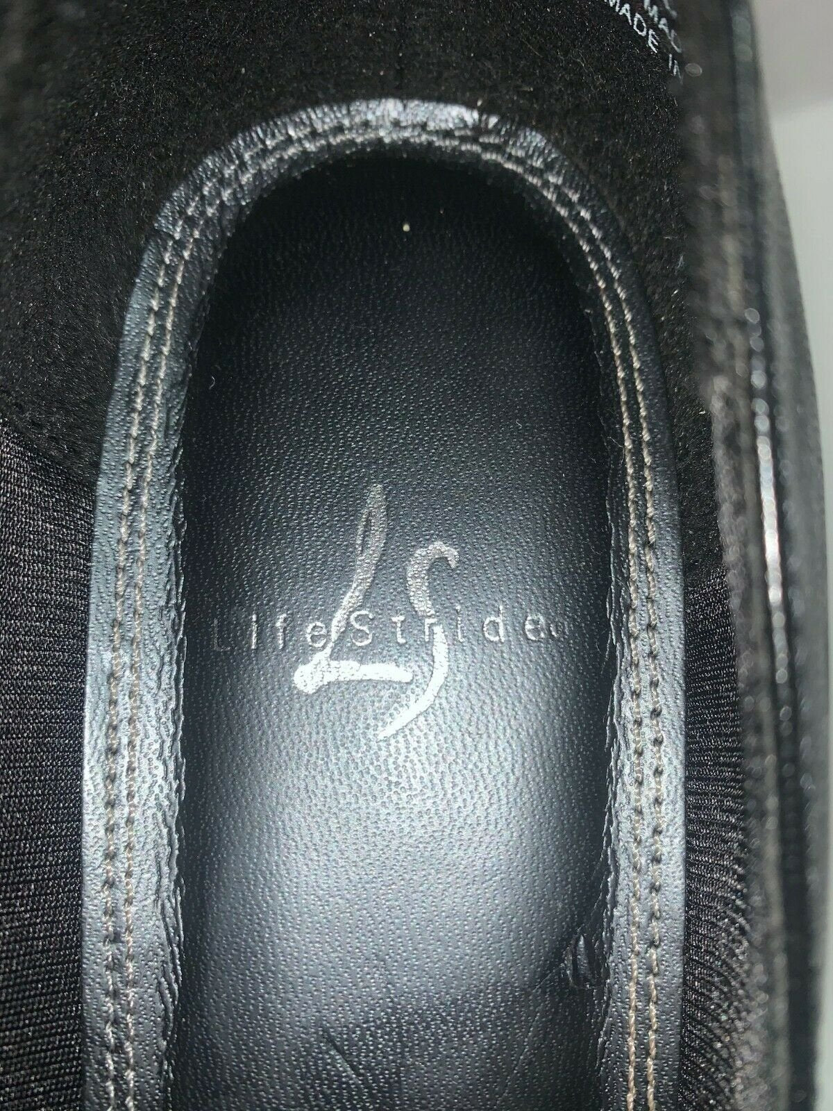 Vintage Life Stride Black Leather Square Toe Slip On Low Heels Women's Shoes 9