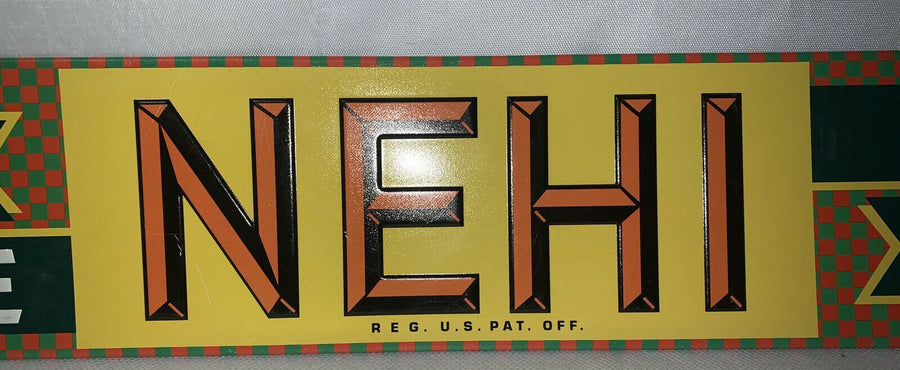Vintage Nehi Metal Advertising Sign, We Serve Ice Cold, Reg. U.S. Pat. Off