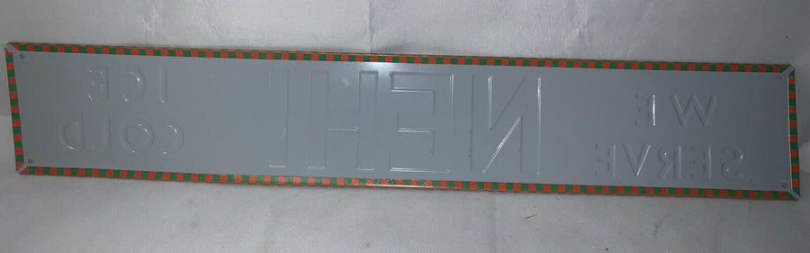 Vintage Nehi Metal Advertising Sign, We Serve Ice Cold, Reg. U.S. Pat. Off