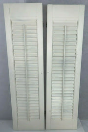 Vintage Painted White Three Foot Indoor Wooden Shutters w/o Hardware