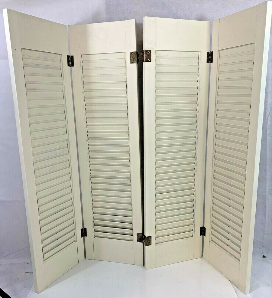 Vintage Painted White Three Foot Indoor Wooden Shutters w/o Hardware