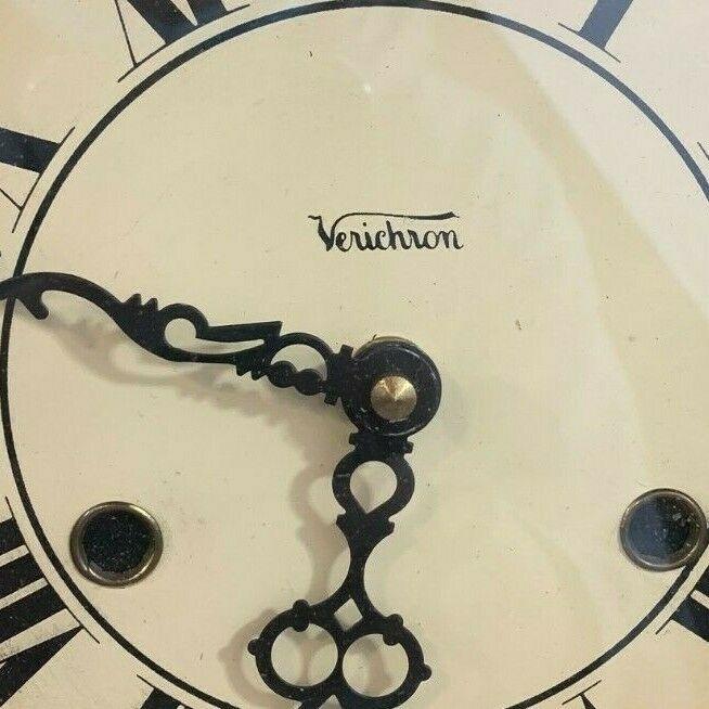 Vintage Brown Wooden Verichron Chiming Wall Large Clock No Key