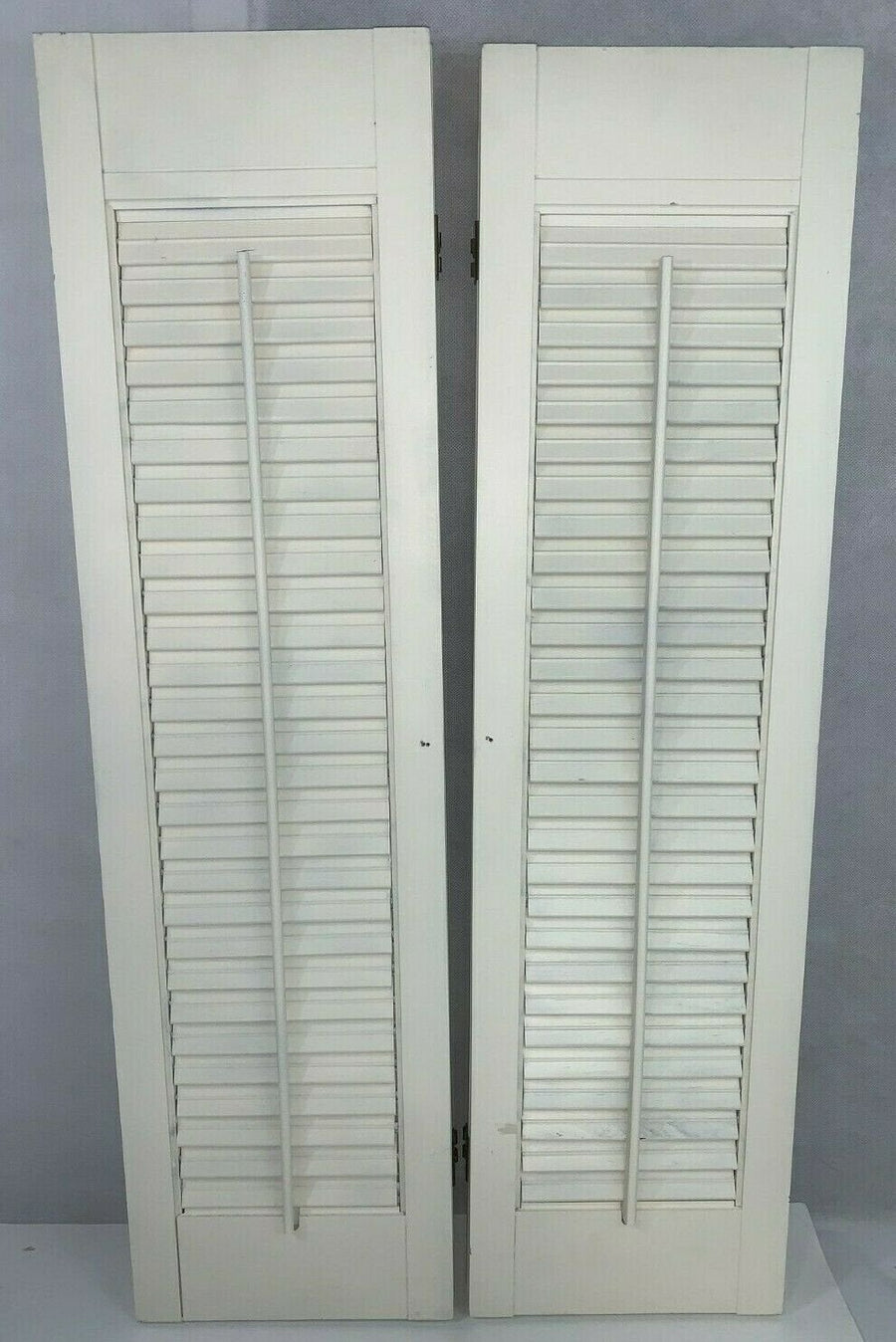 Vintage Painted White 29 Inches Indoor Wooden Shutters w/o Hardware